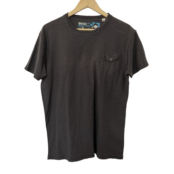 DIESEL Waterwork Mens Short Sleeve T Shirt Size XL Gray Y2K Grunge Skater - Picture 1 of 8